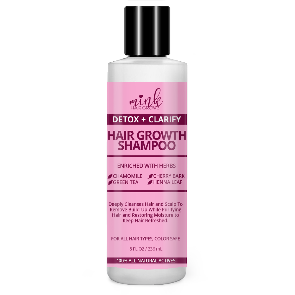 Pink Detox and Clarifying Deep Cleansing Shampoo bottle with black cap